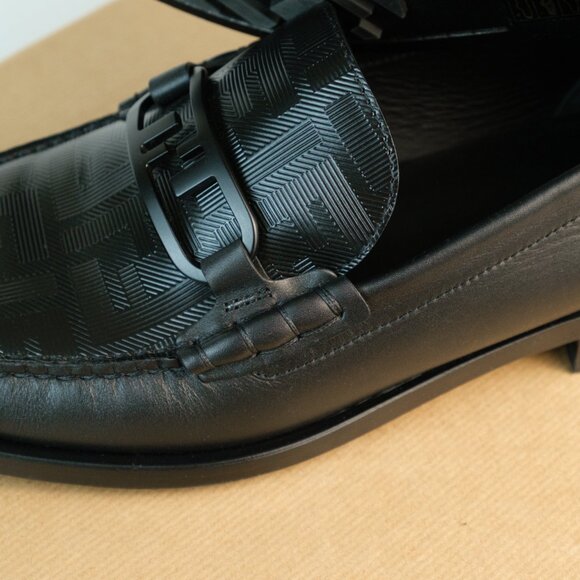 Fendi Men’s Tonal FF-Monogram Leather O’Lock Loafers, Black, US 9/EU 42 - Picture 9 of 11